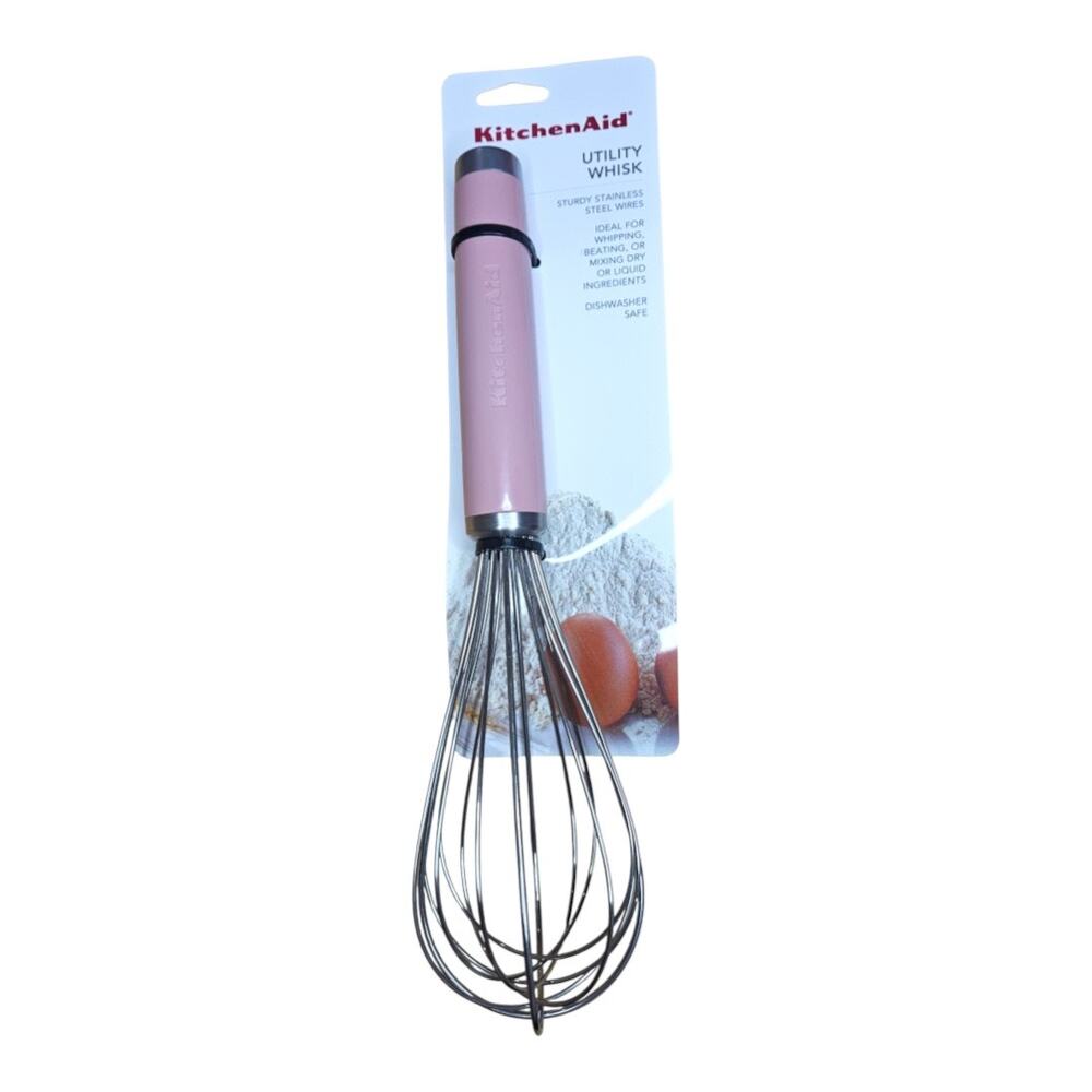NEW KitchenAid Classic Glossy Handle Utility Whisk in Dried Rose [Pink]